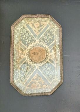 French Normandy Lace Vanity Tray  Dresser Tray w/ Braid Trim Glass Perfume Tray